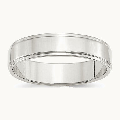 Sterling Silver 5mm Flat with Step Edge Band