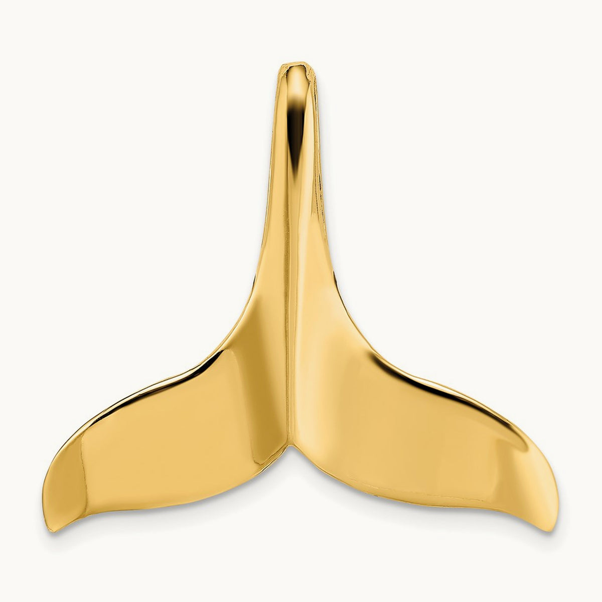 3-D Polished W/ Hidden Bail Whale Tail Charm, 14K