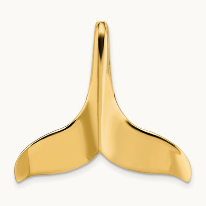 3-D Polished W/ Hidden Bail Whale Tail Charm, 14K