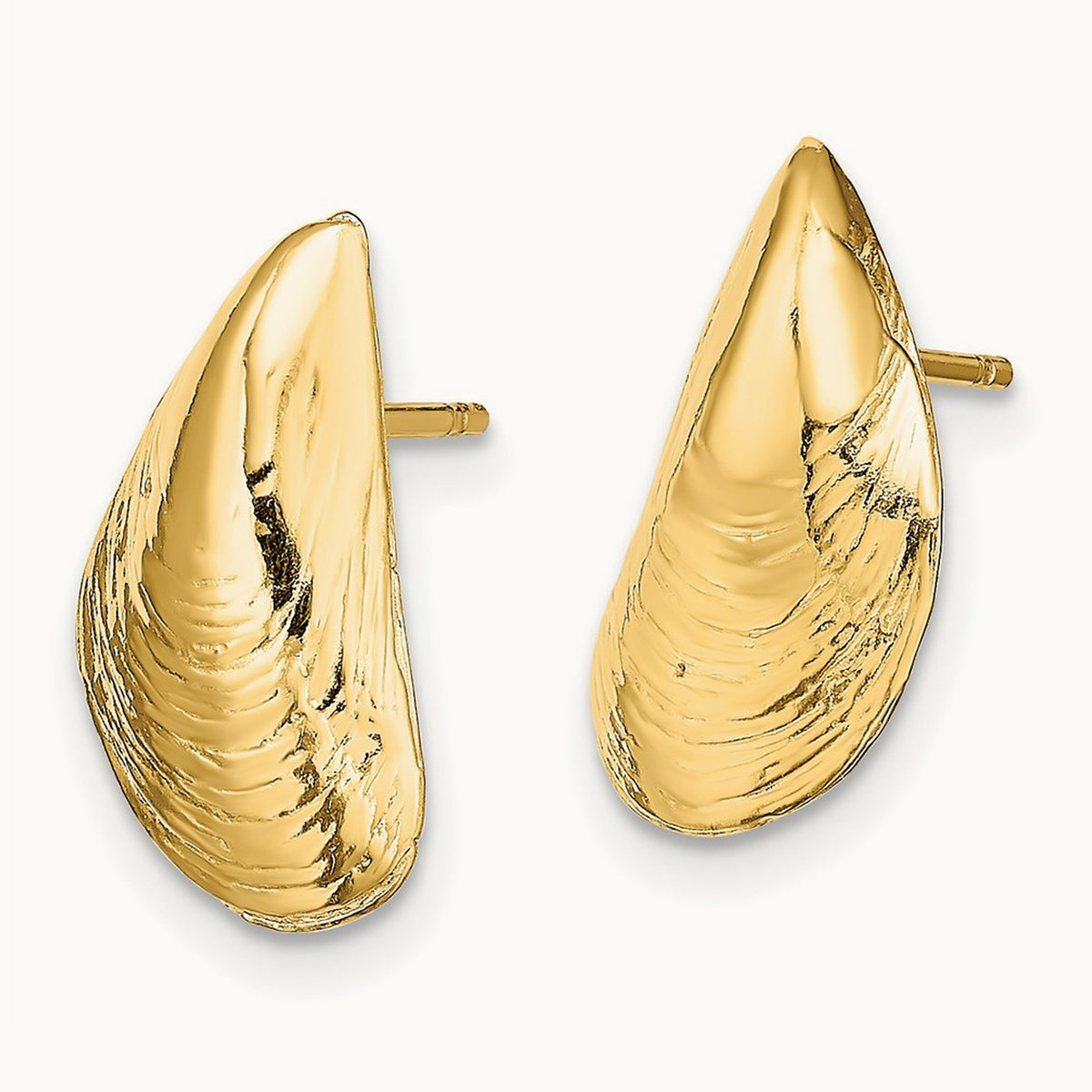 Mussel Shell Post Earrings, 14K