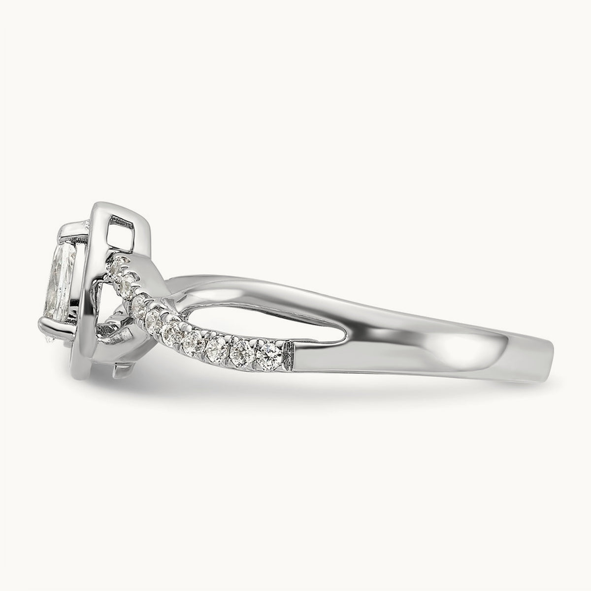 Pear Ctr Diamond Complete Promise/Engagement Ring, 14K White Gold