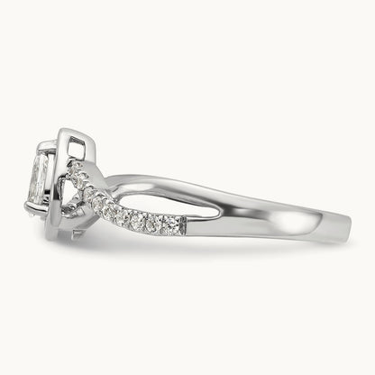 Pear Ctr Diamond Complete Promise/Engagement Ring, 14K White Gold