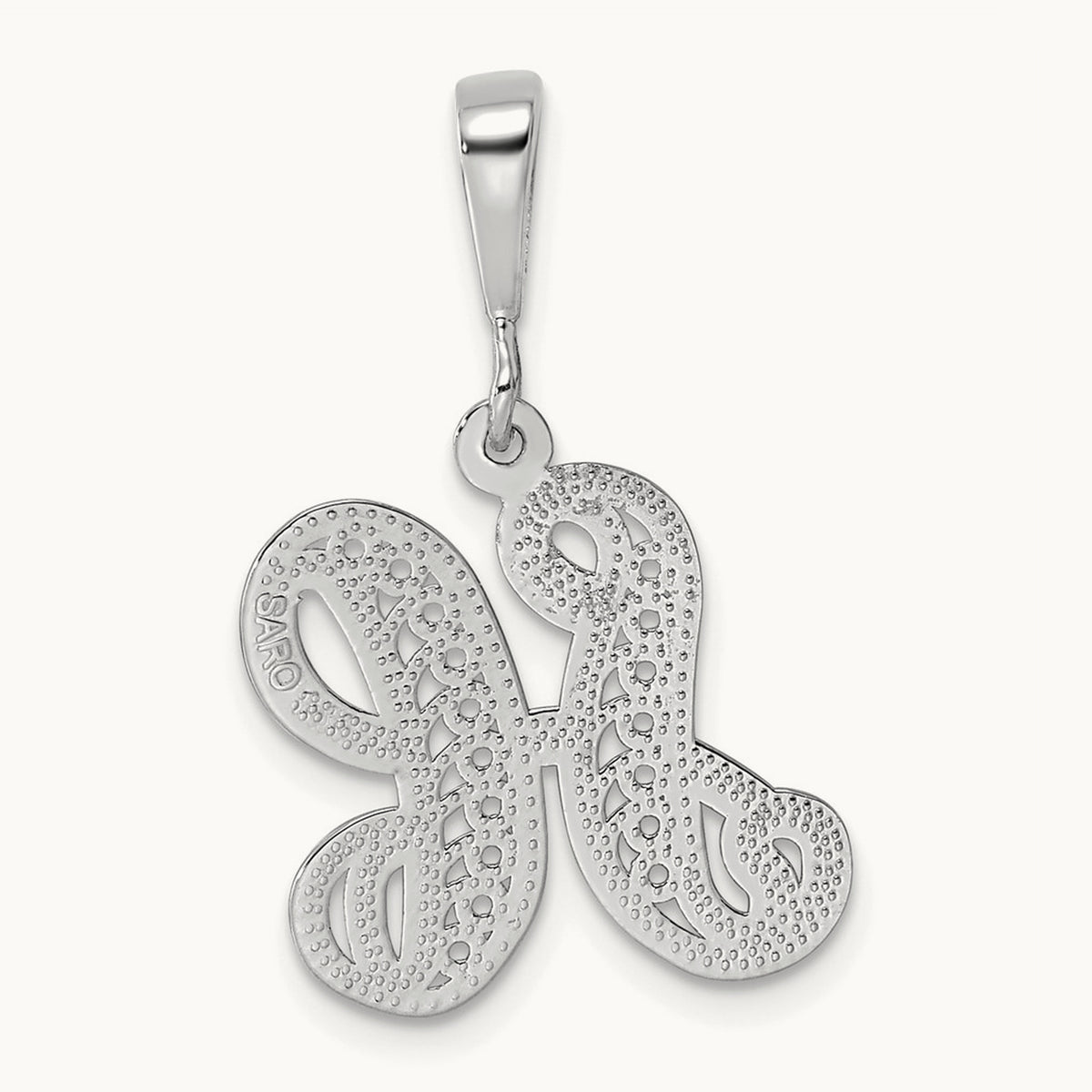 Solid Polished Script Filigree Initial Pendant — H
