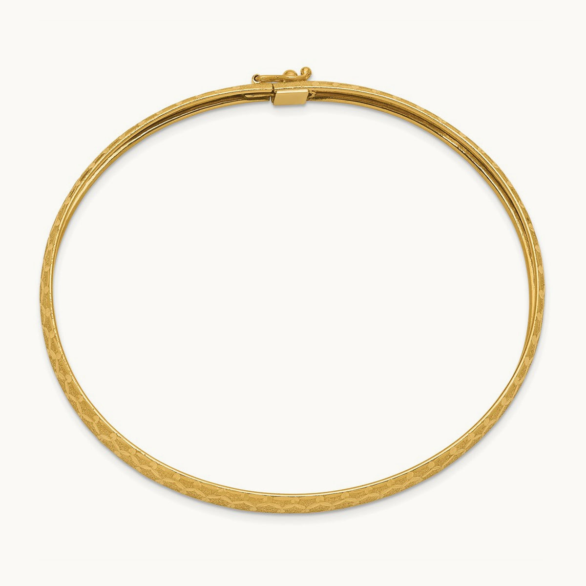 Hexagonal Design Diamond-cut Flexible Bangle, 14K