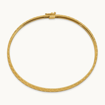 Hexagonal Design Diamond-cut Flexible Bangle, 14K