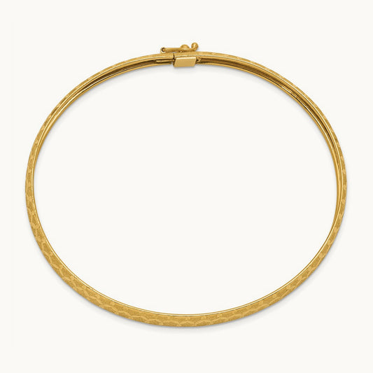 Hexagonal Design Diamond-cut Flexible Bangle, 14K
