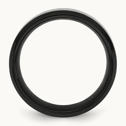 Polished Black IP-plated Multi-color Opal Inlay Band, 8mm, Titanium