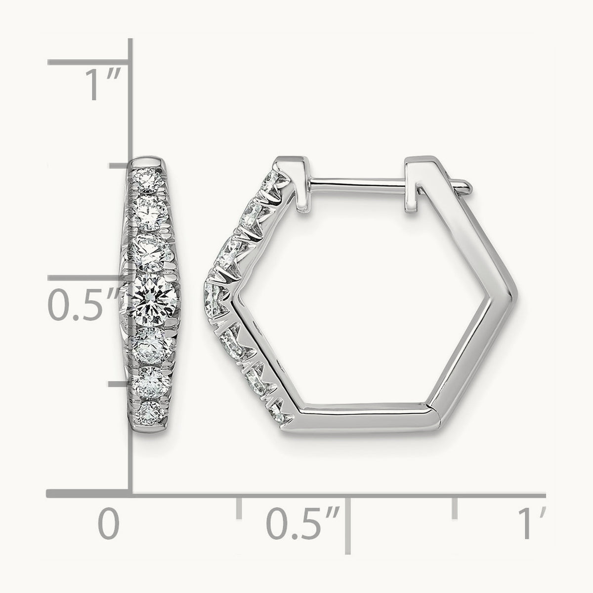 Fashion Hoop Earrings, 0.50-1.50 ct tw Lab-Grown Diamond — 1 ct, 14K White Gold