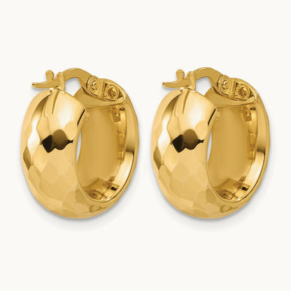 Polished and Diamond-cut Hoop Earrings, 14K — Leslie's