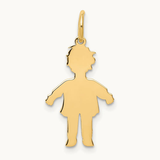 Plain Polished Small Boy Charm, 14K