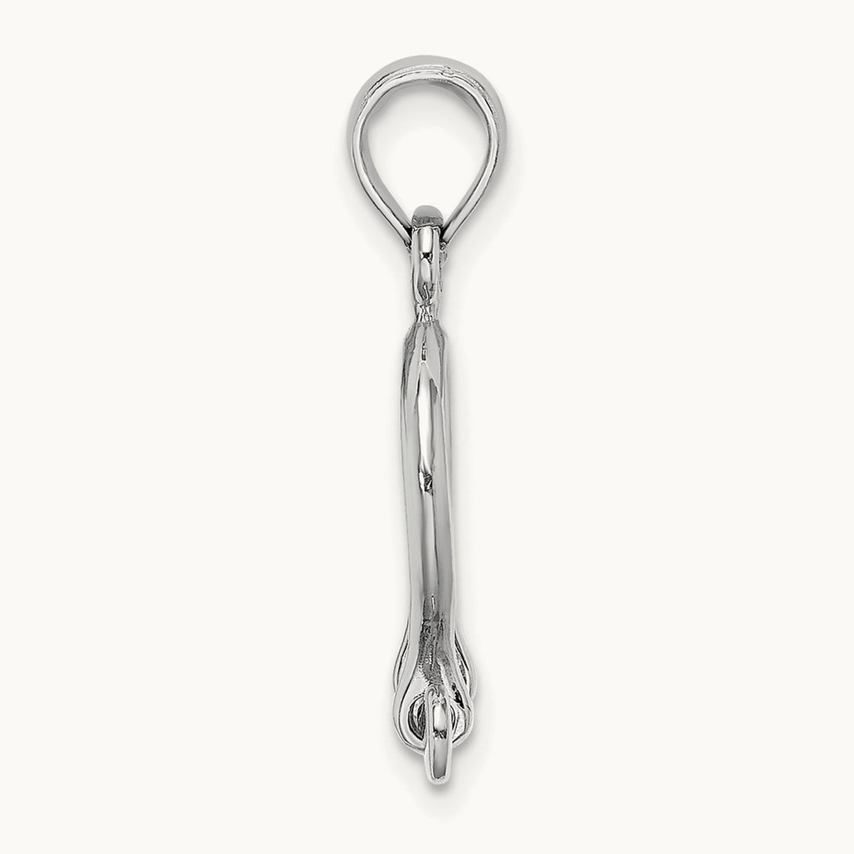 3-D Small Shackle Link Screw Charm — 14K White Gold