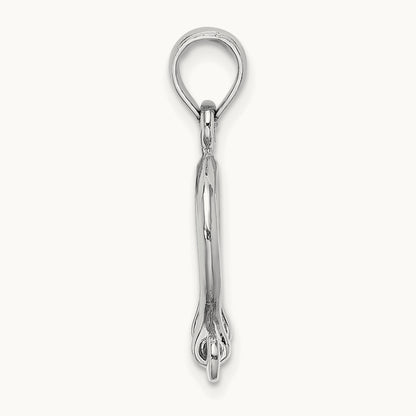 3-D Small Shackle Link Screw Charm — 14K White Gold