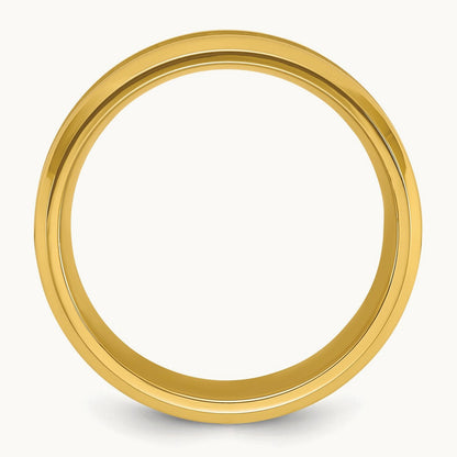 Polished Yellow IP-plated Brushed Center Band, 8mm, Titanium