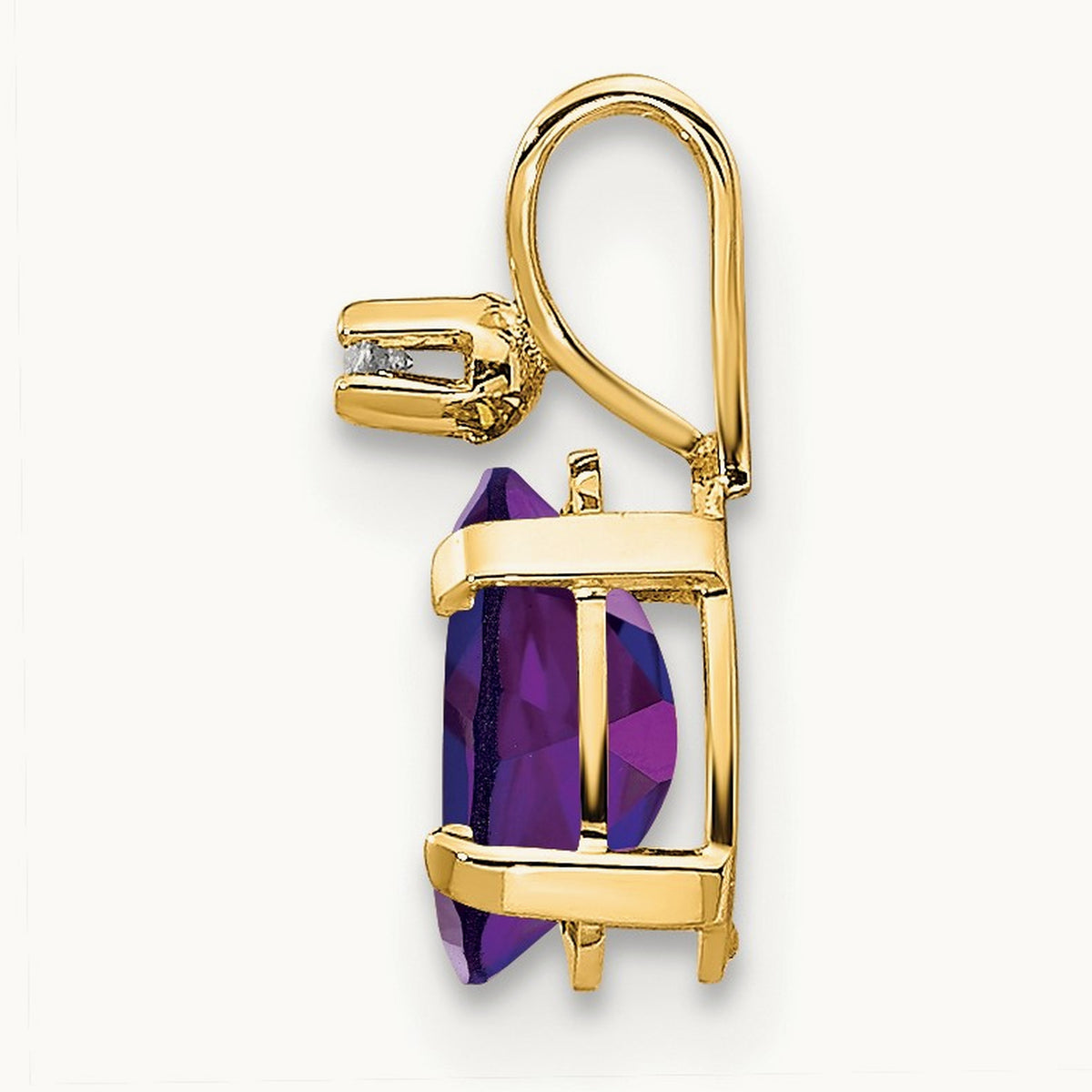 Diamond & Amethyst Birthstone Pendant — 14K Yellow Gold