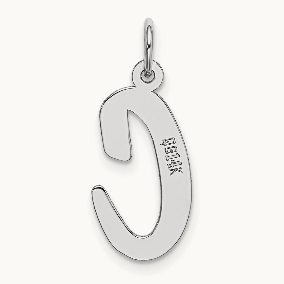 Large Script Initial Charm — 14K White Gold, C