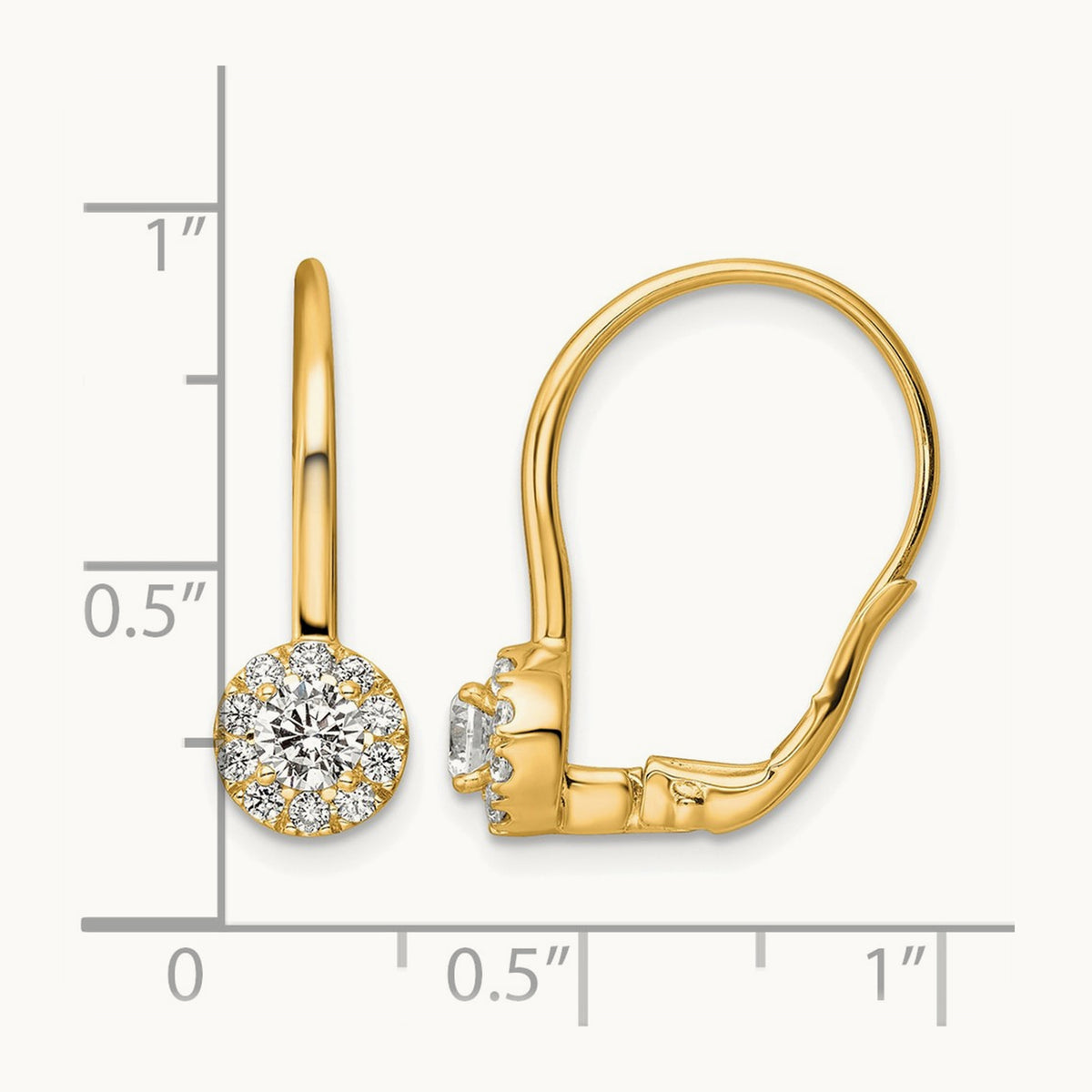 Drop Leverback Earrings, 0.75-1.50 ct tw Lab-Grown Diamond — 3/4 ct, 14K Yellow Gold