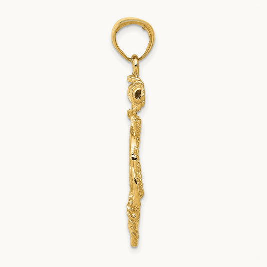 Large Anchor w/Wheel Pendant, 14K