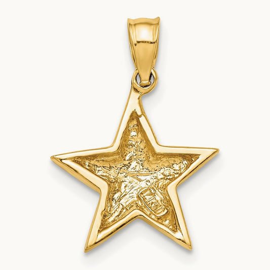 Polished Star Pendant, 14K