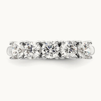 5-Stone Diamond Band, 14K White Gold
