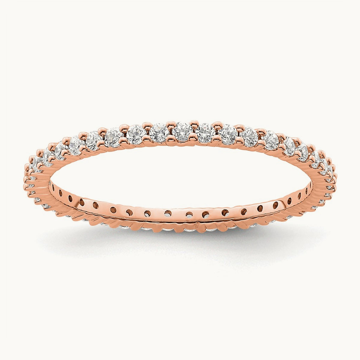 Polished Shared Prong Diamond Eternity Band — 14K Rose Gold, 0.5 ct, 8