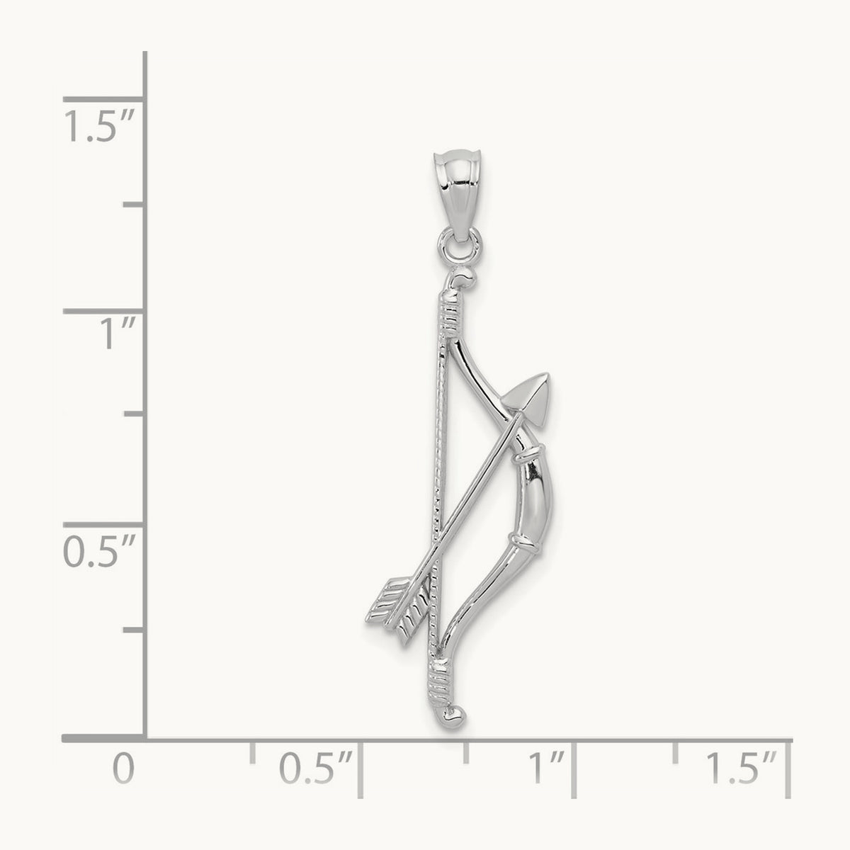 Polished and Textured Bow and Arrow Pendant — 14K White Gold