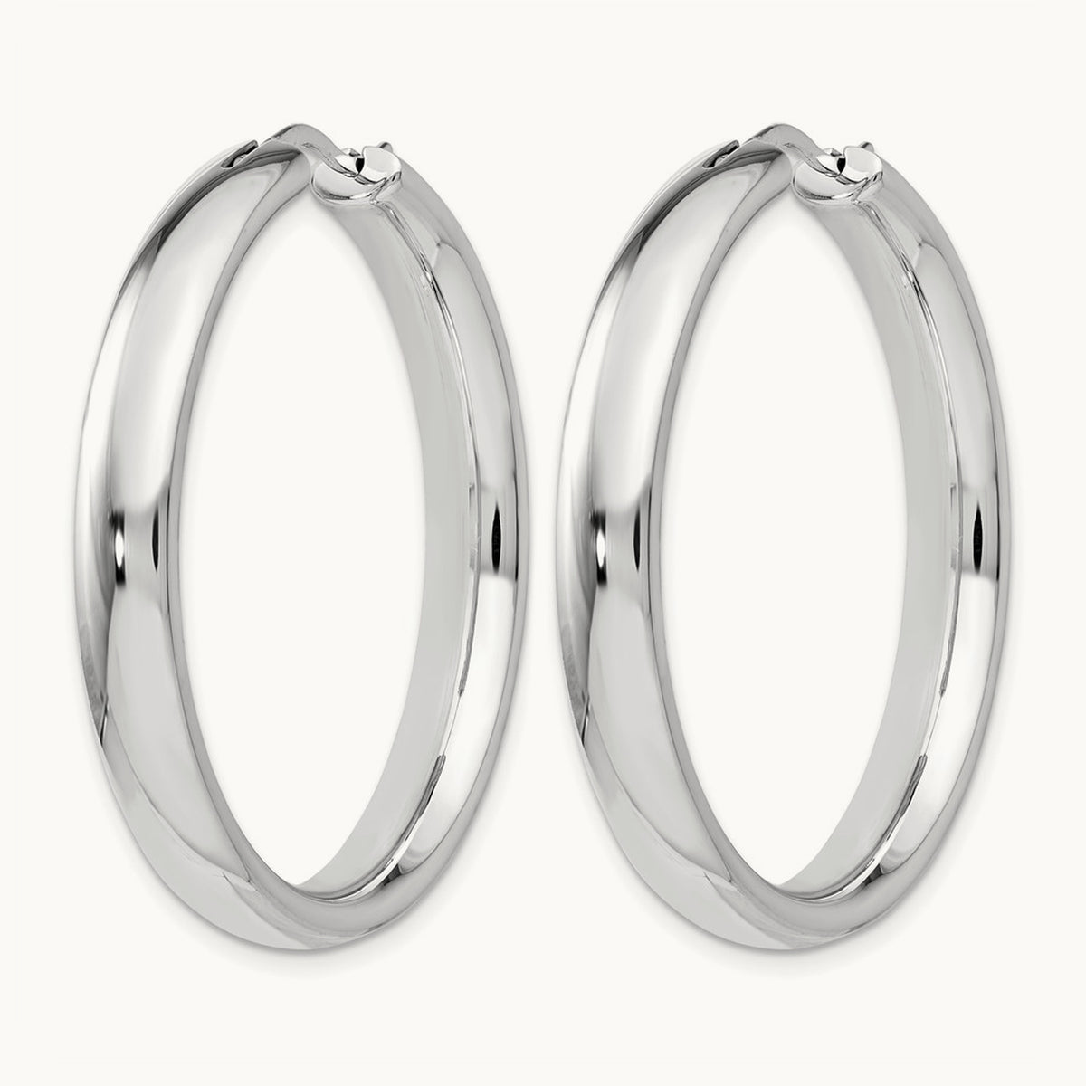 Rhodium-plated Half Round Tube Earrings — 5mm