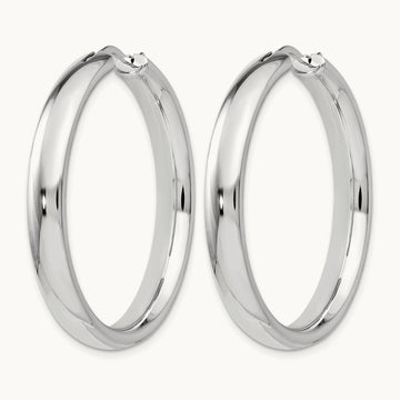 Rhodium-plated Half Round Tube Earrings — 5mm