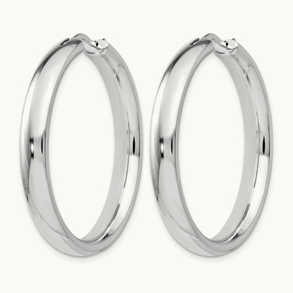 Rhodium-plated Half Round Tube Earrings — 5mm