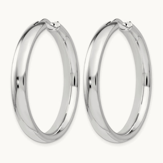 Rhodium-plated Half Round Tube Earrings — 5mm