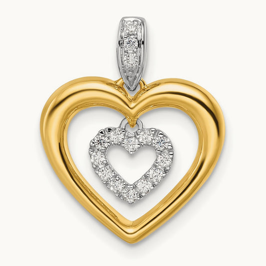 Dangle Double Heart Pendant, 0.15 ct tw Lab-Grown Diamond