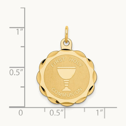 First Holy Communion Disc Charm, 14K