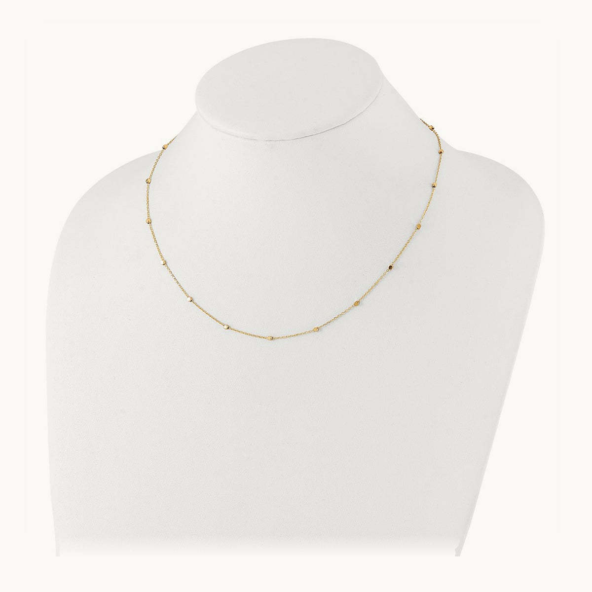 Polished Cube Stations with 2in extension Necklace — 14K Yellow Gold