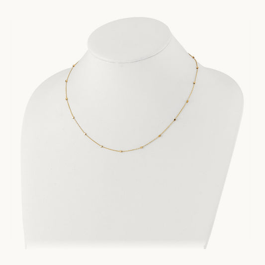 Polished Cube Stations with 2in extension Necklace — 14K Yellow Gold