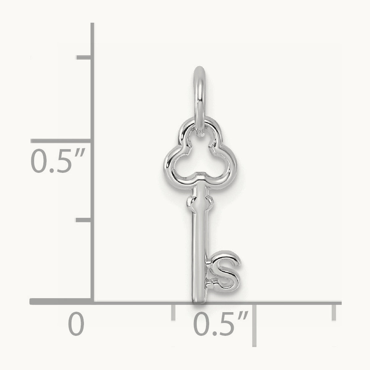 Key Initial Charm — 14K White Gold, S