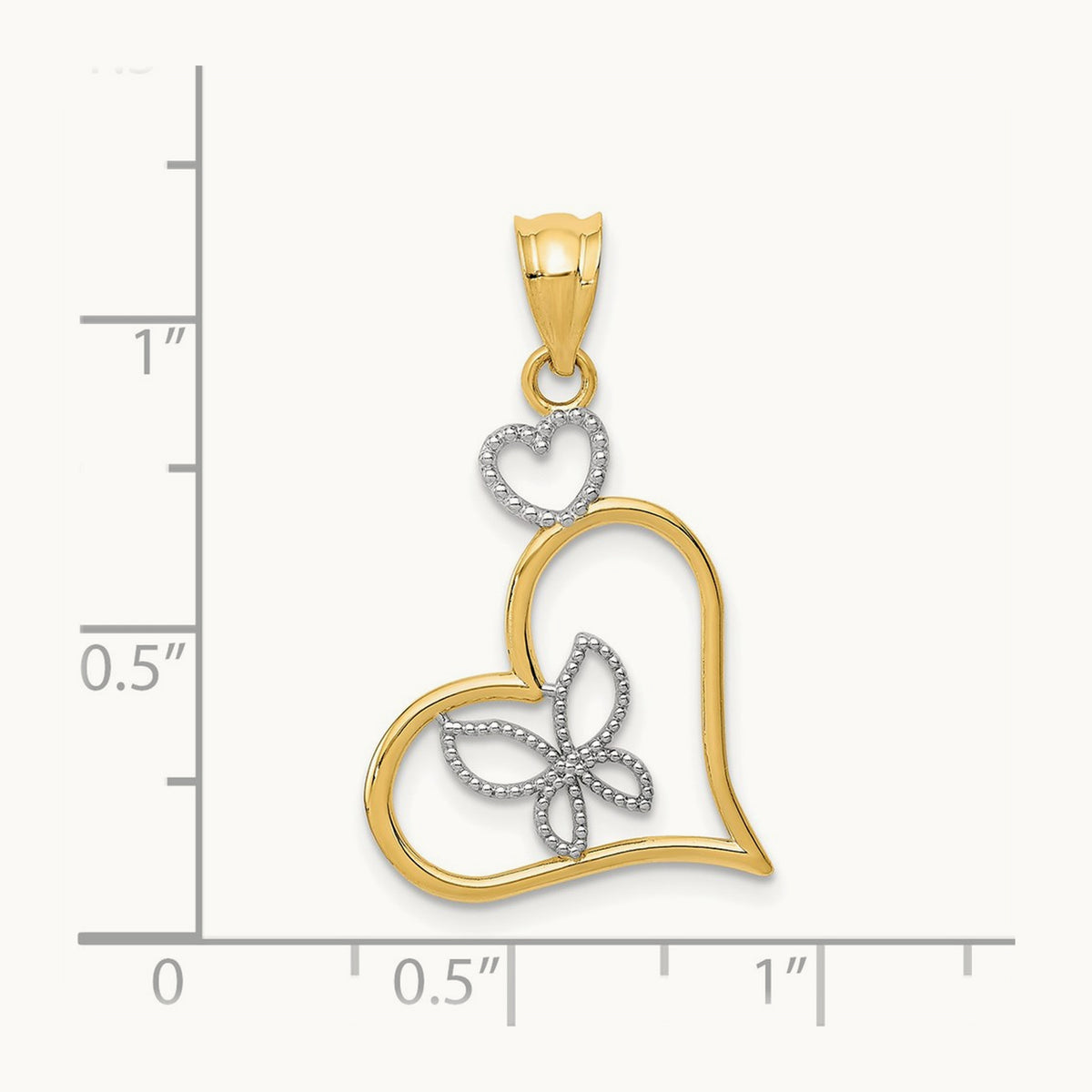 Butterfly in Heart Pendant, 14K with White Rhodium