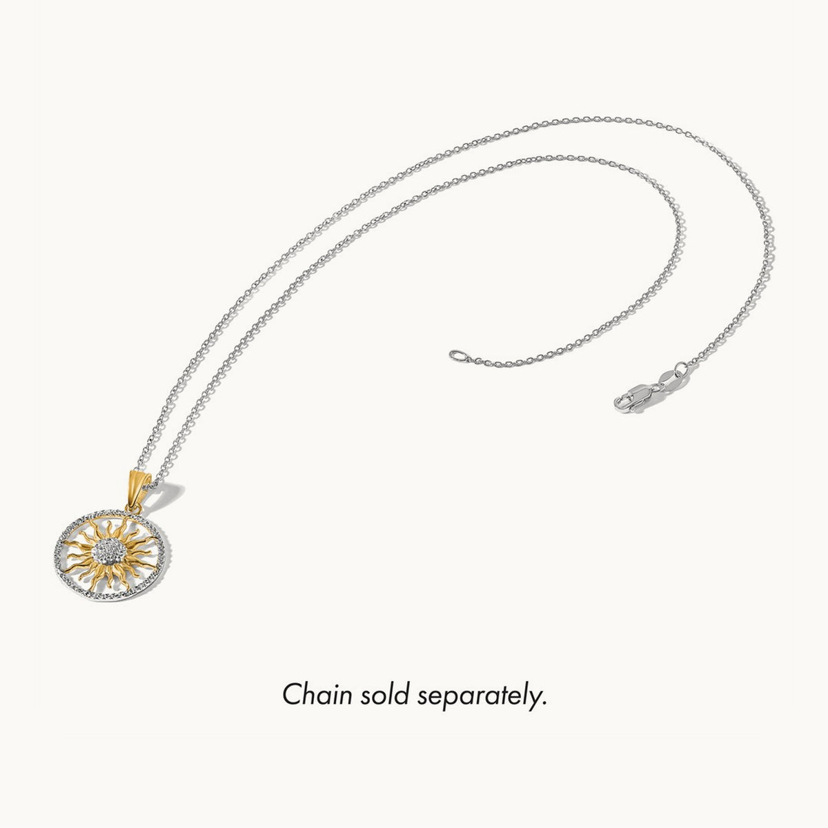 D/C Sun Pendant, 14K with White Rhodium