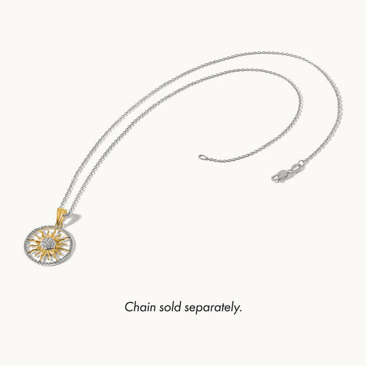D/C Sun Pendant, 14K with White Rhodium