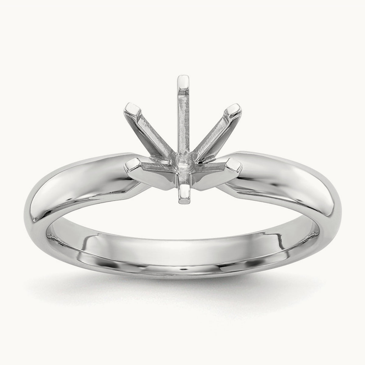 1ct. Medium-Wt Comfort-Fit 6-Prong Ring Mounting, 14K White Gold