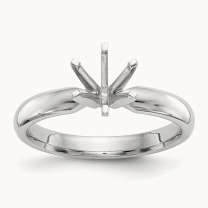 1ct. Medium-Wt Comfort-Fit 6-Prong Ring Mounting, 14K White Gold