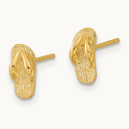 Polished Flip Flop Post Earrings, 14K