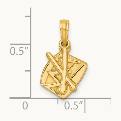 Polished Drumsticks and Drum Pendant, 14K