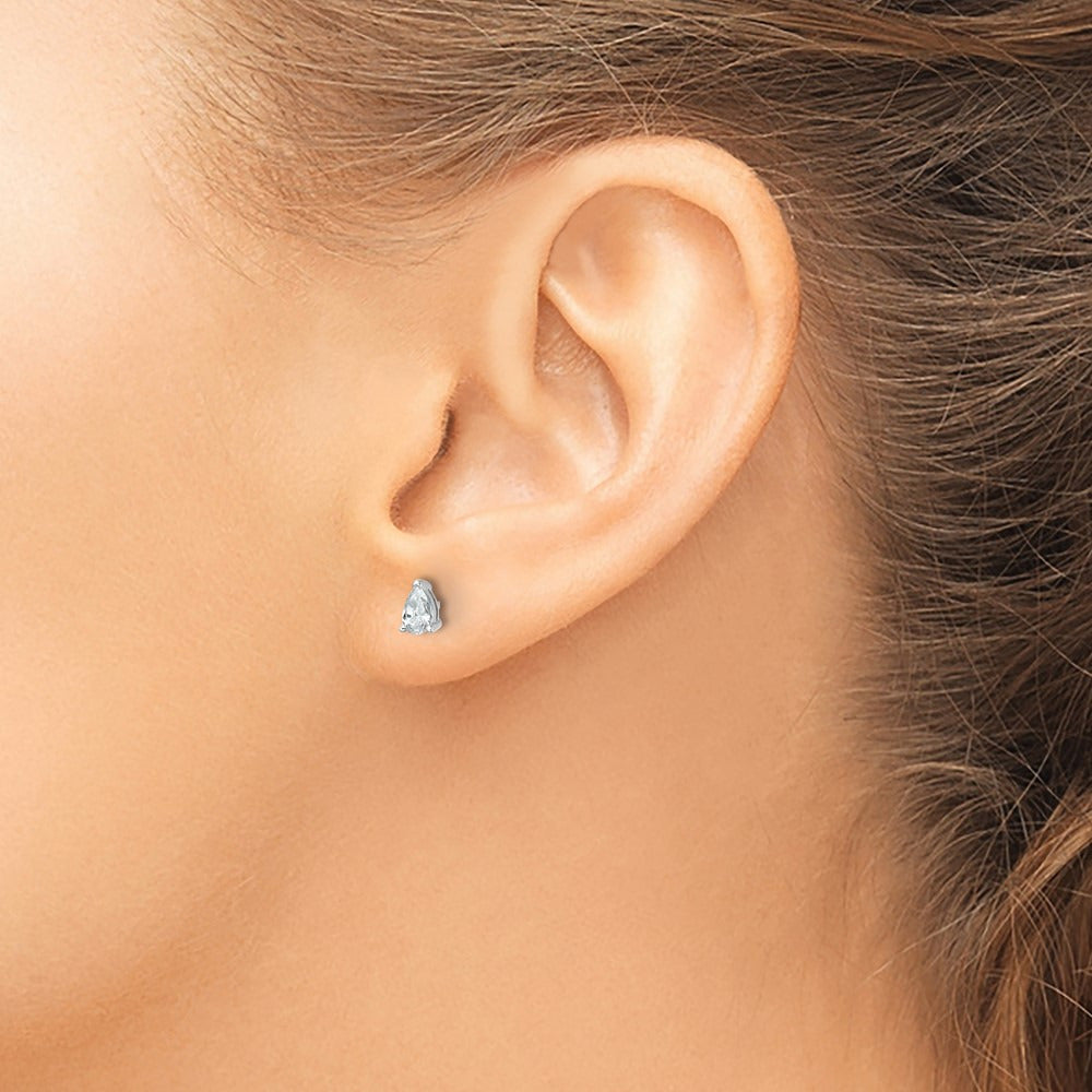 Pear 3 Prong Stud Earrings, 0.50-6.00 ct tw Lab-Grown Diamond — 1/2 ct, 14K White Gold