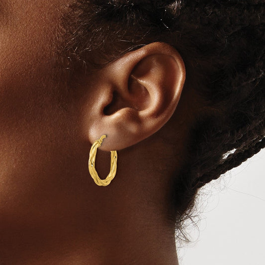 Polished Twisted Round Hoop Earrings — Leslie's — 20mm