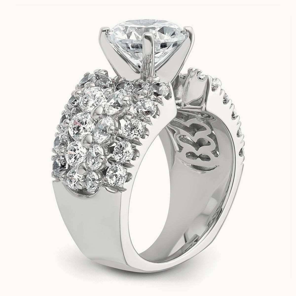 Round Engagement Ring, 6.25 ct tw Lab-Grown Diamond — 14K White Gold