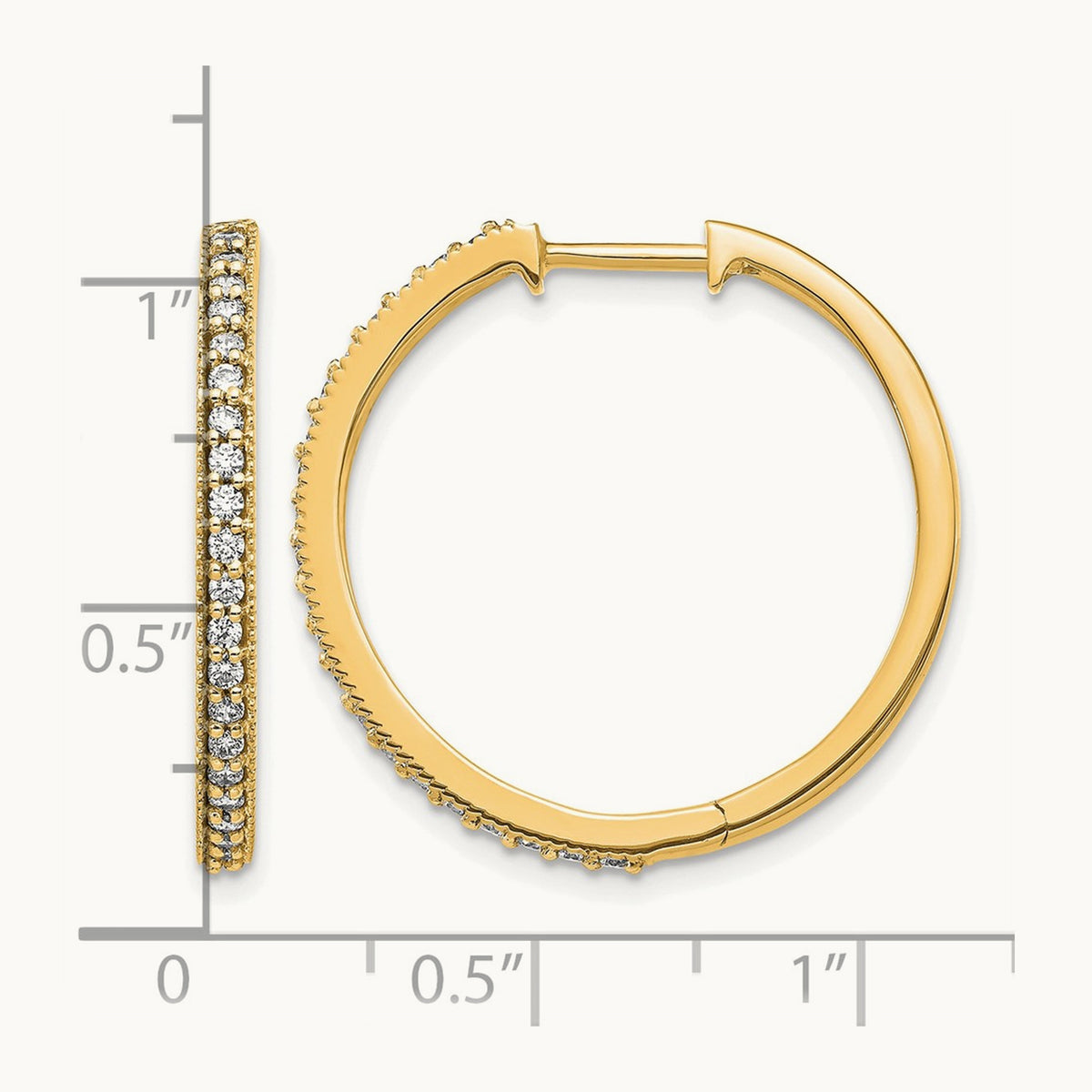 Hinged Hoop Earrings, 0.50 ct tw Lab-Grown Diamond — 14K Yellow Gold