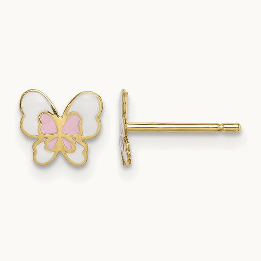 Madi K Enamel Butterfly Post Earrings, 14K