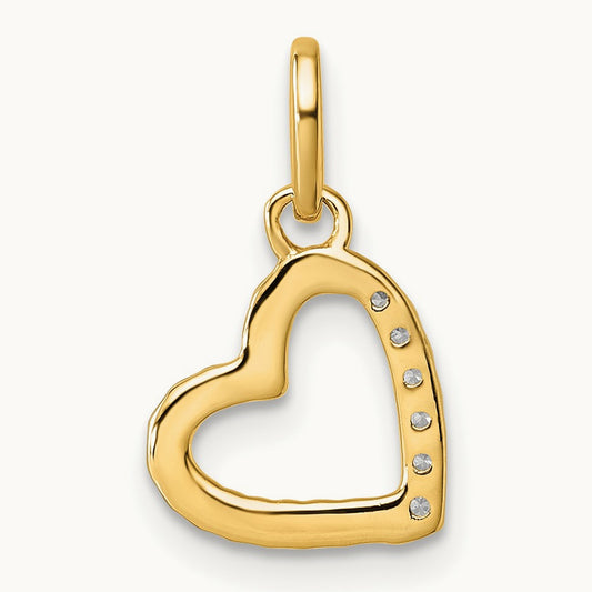 Polished Diamond Twisted Heart Pendant, 14K
