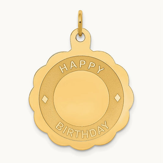 HAPPY BIRTHDAY Disc Pendant, 14K
