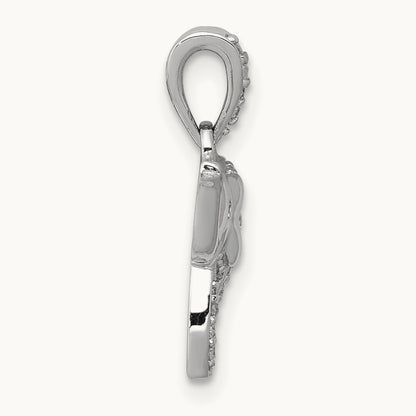 Diamond Elephant Pendant, 14K White Gold