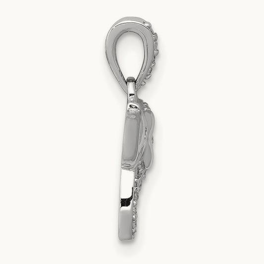 Diamond Elephant Pendant, 14K White Gold